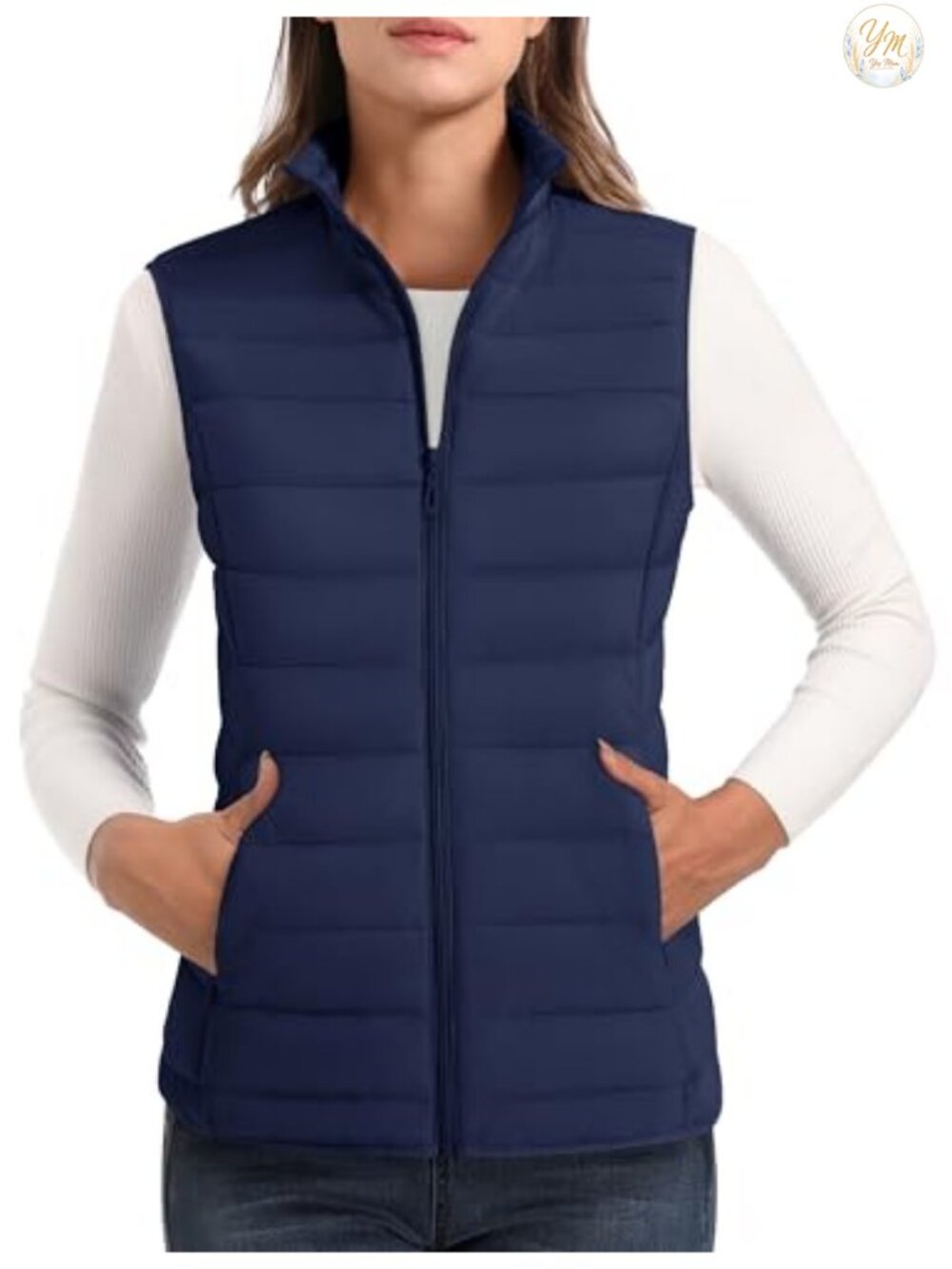 MAGCOMSEN Women's Puffer Vest Lightweight Zip 4 Pockets Sleeveless Quilted